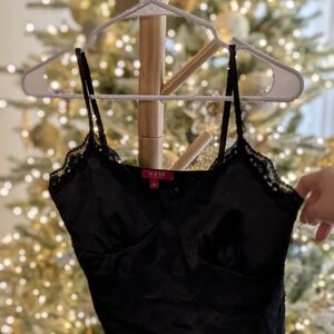 GUESS Black Lace V Bottom Satin Chemise